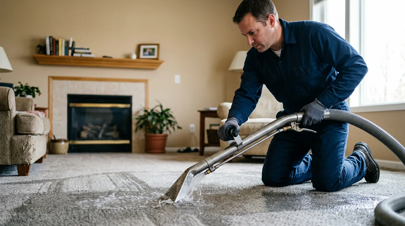 Water damage restoration technician working near North Falmouth, MA